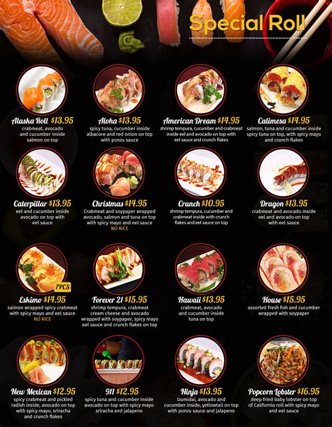 Sushi Menu